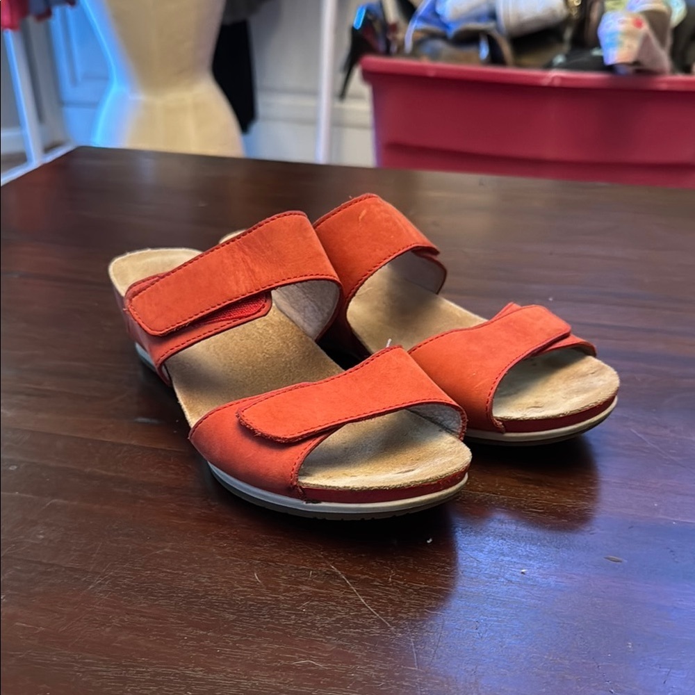 Dansko red leather women’s sandals size 38